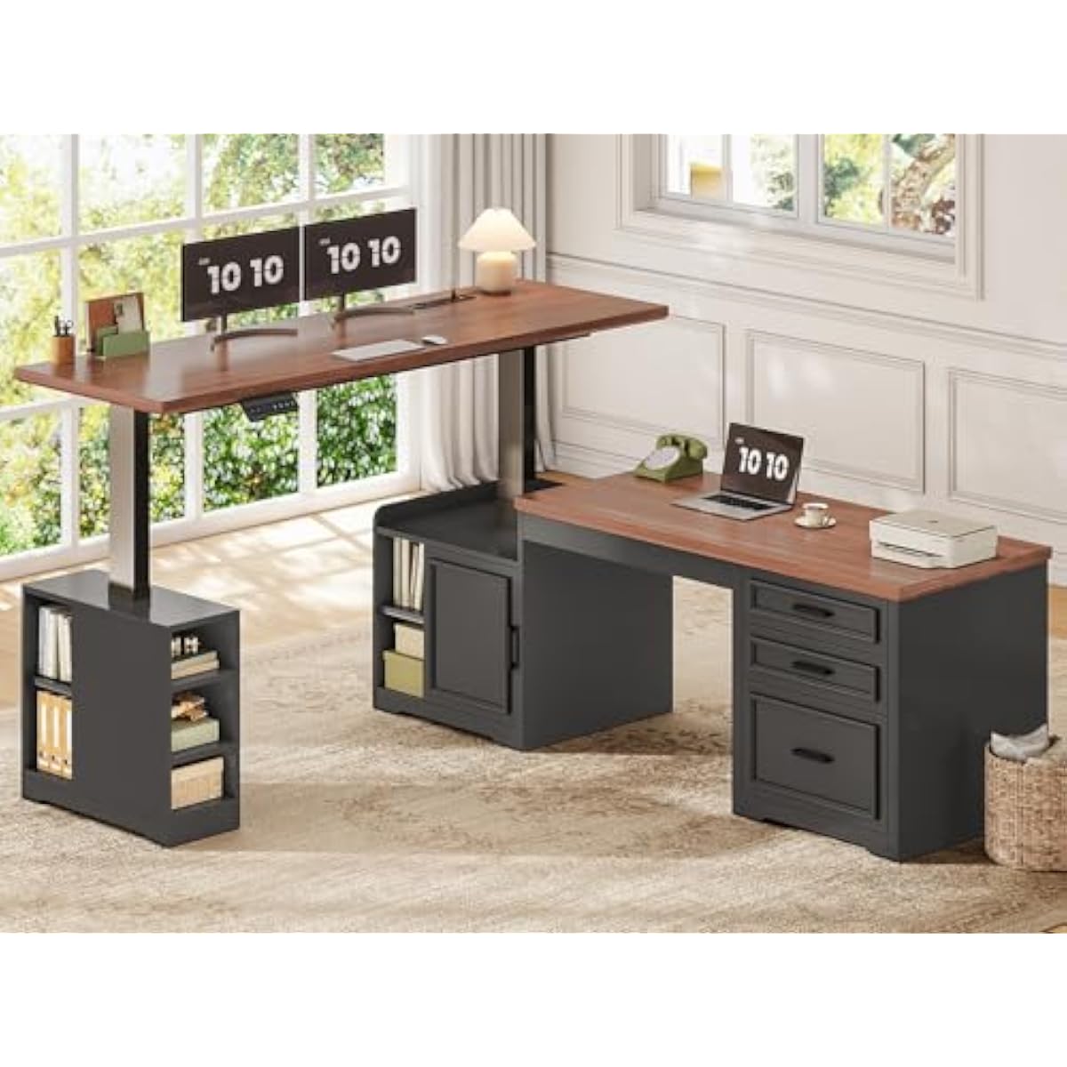 Desk Setup Corner - Escritorio eléctrico ajustable en forma de