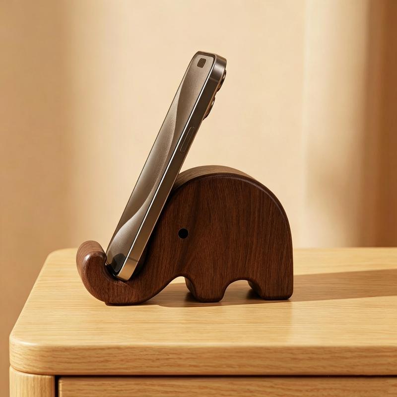 Desk Setup Organization - Soporte para Teléfono de Madera Maciza