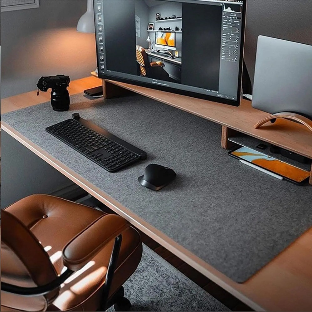 Desk Setup Cozy - Alfombrilla de fieltro para escritorio, alfombrilla