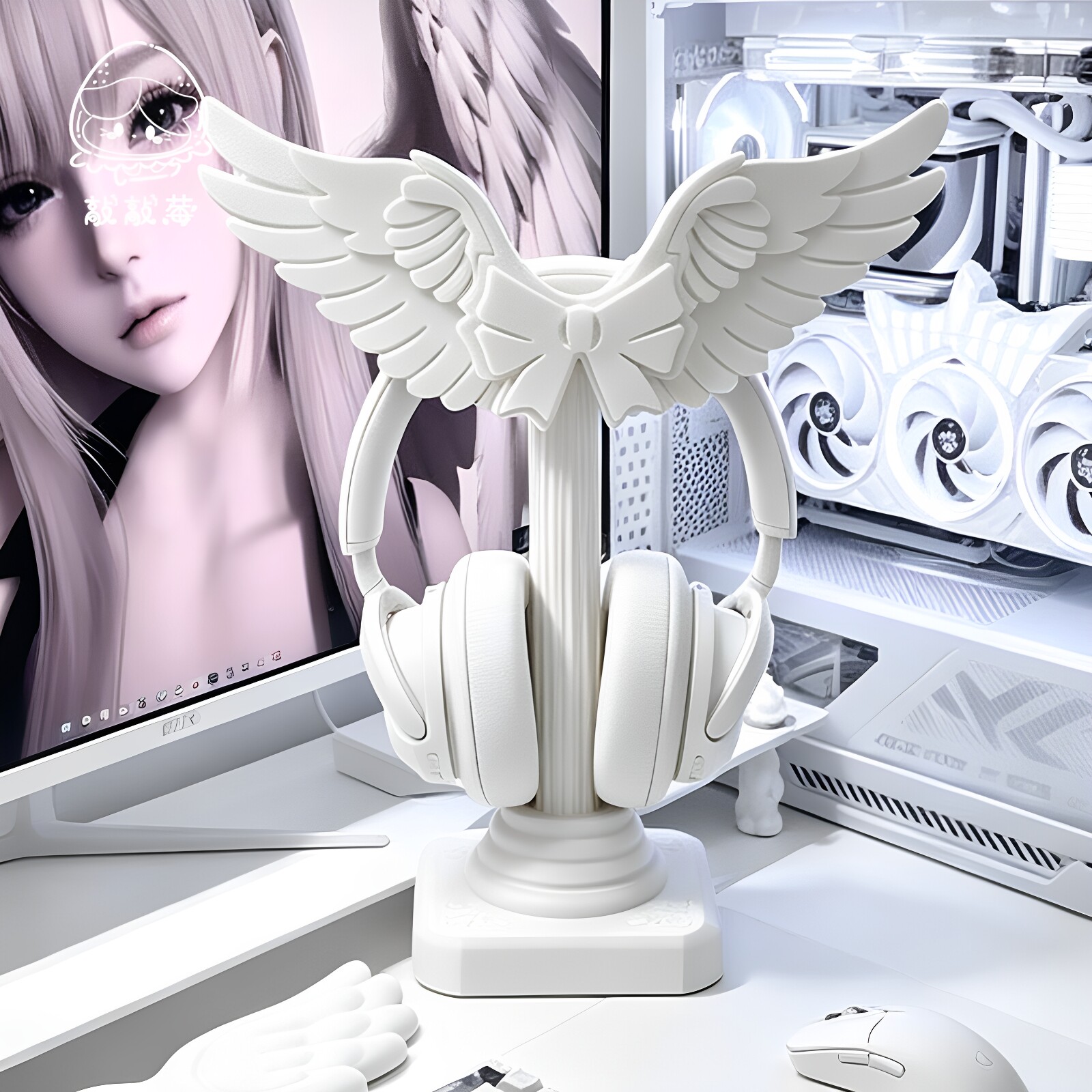 Desk Setup White - Soporte para auriculares con diseño de