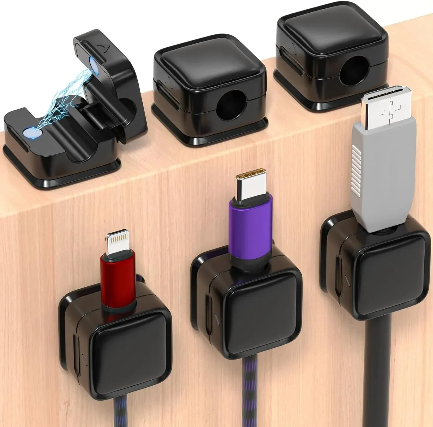 Desk Setup Organization - Mini organizador de cables, soporte magnético