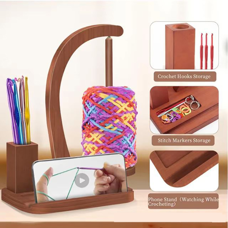 Soporte giratorio de madera pa - Desk Setup Organization reseña y precio