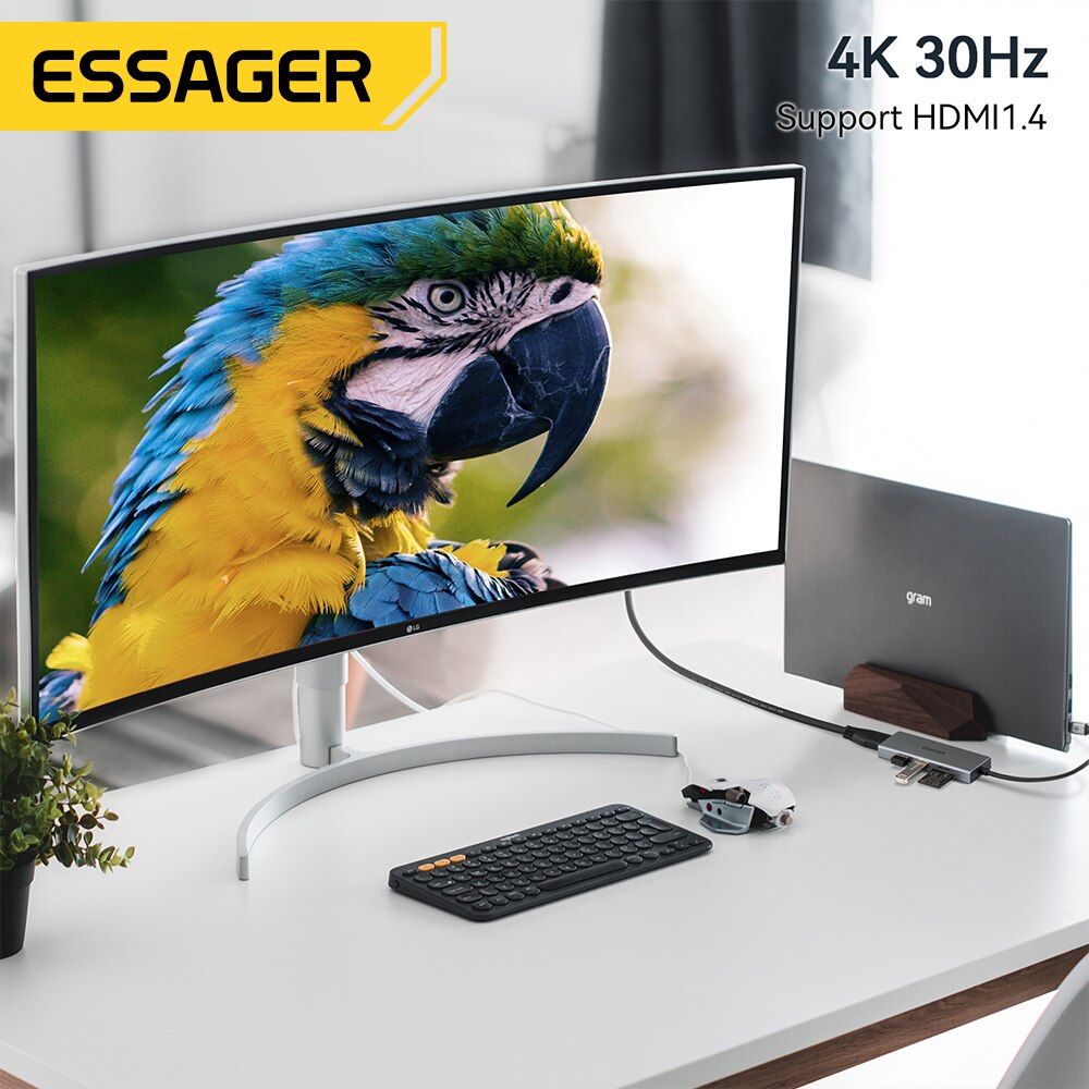 Essager 5 en 1 USB C HUB HDMI- - Desk Setup Usb Hub reseña y precio