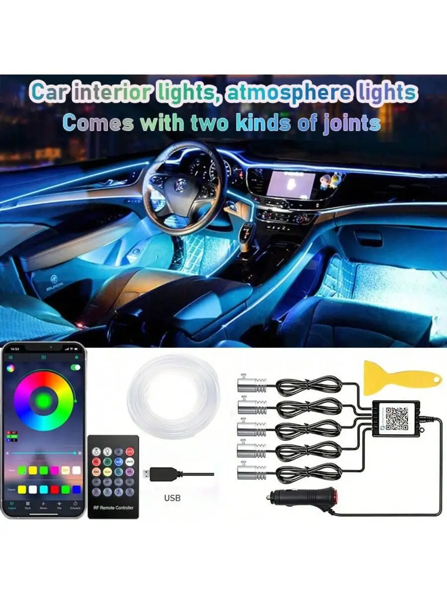 Luces interiores para coche, b - Ambient Light Bar Usb reseña y precio