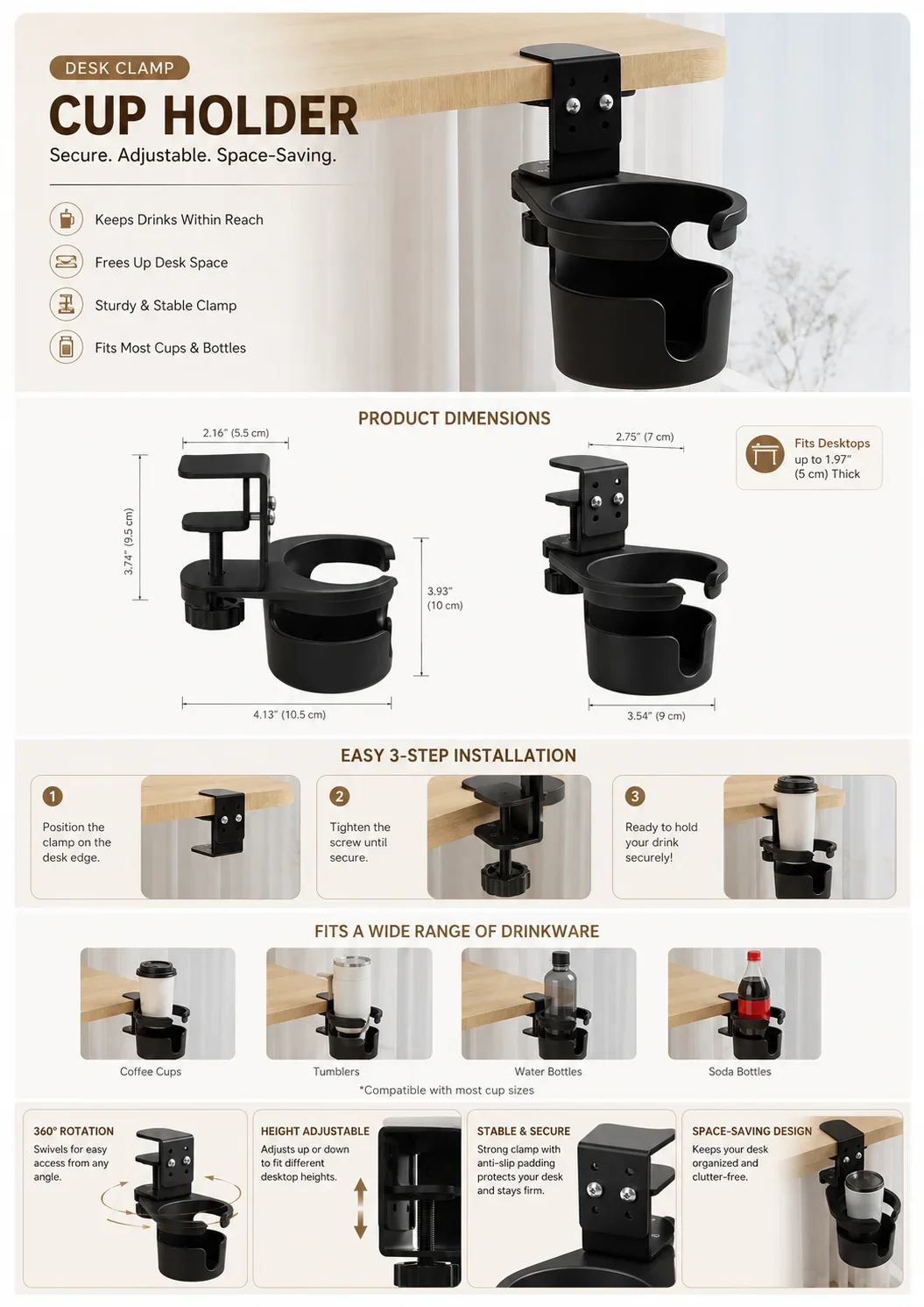 Soporte Giratorio para Vasos q - Desk Setup Tips reseña y precio
